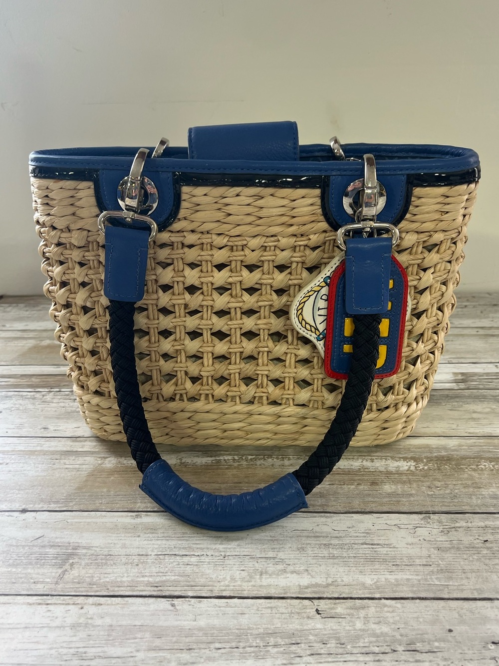 Brighton Nautical VIP Cruise Woven Straw Handbag